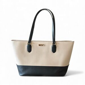 Kate Spade saffiano leather  Cream and Black Tote Bag